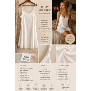 EUC Ivory Semi Sheer Cotton Slip Dress XL Southern Gothic Y2K Hot Summer Nights